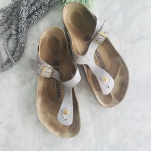 washed metallic blue silver birkenstock